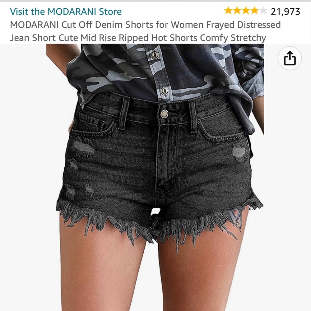 Cut off black denim shorts